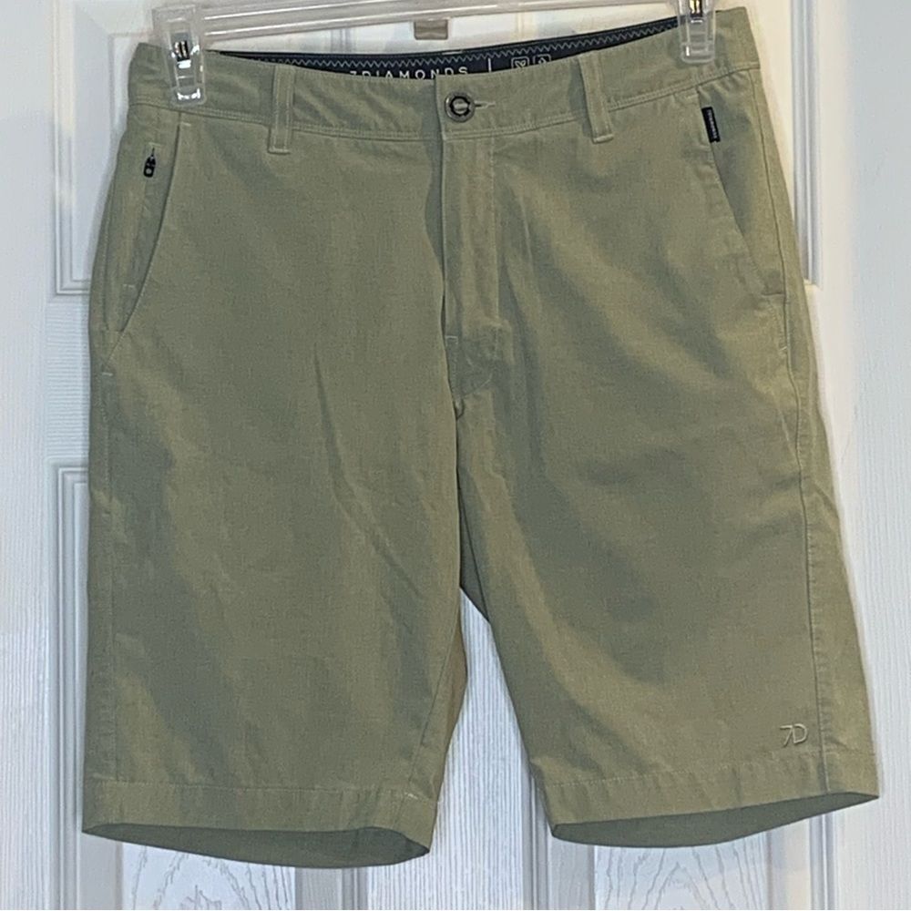 7 Diamonds Aeroplane Performance Shorts Olive Tan Size 29